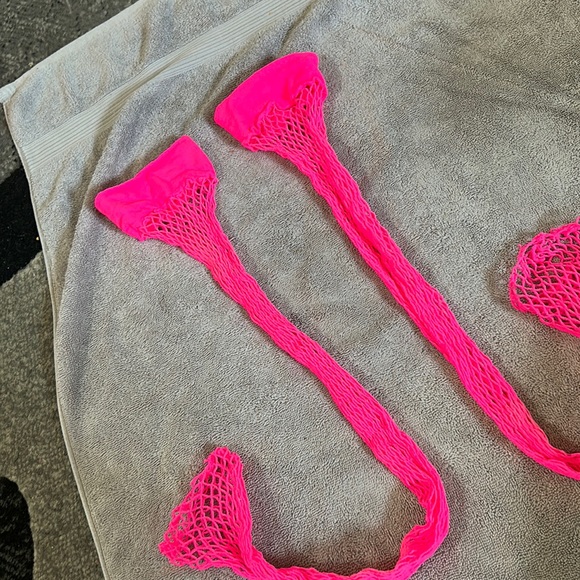 Neon, pink, fishnet,thigh high open toe - Picture 1 of 3